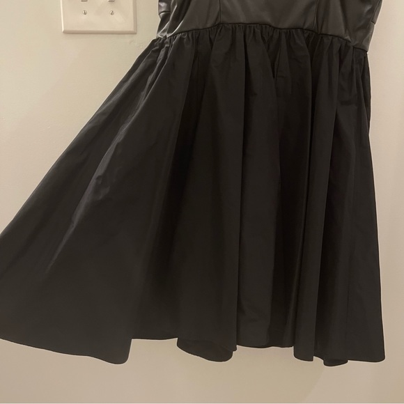 ZARA Sweetheart Neckline Black Faux Leather Combination Mini Dress - Picture 10 of 15